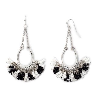 MIXIT Mixit Silver Tone Rhodium with Black and White Seed Bead Drop Earrings