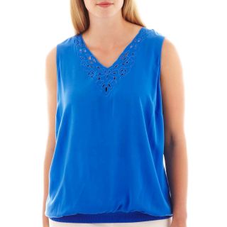 A.N.A Scalloped Lace Tank Top   Plus, Blue, Womens