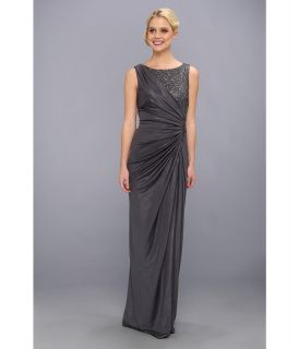 Adrianna Papell Lace Jersey Gown Womens Dress (Gray)