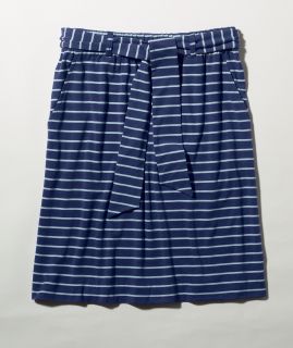 Belted Jersey Knit Skirt, Stripe Misses