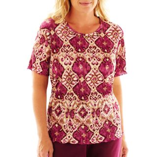 Alfred Dunner Circle Oaks Medallion Accordion Knit Top   Plus, Womens