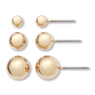 Sensitive Ears Gold Tone 3 pr. Orb Stud Earring Set