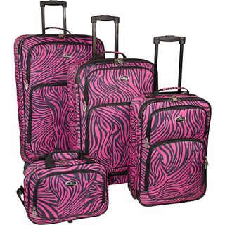 Fashion Zebra 4 Piece Spinner Set Pink Zebra   U.S. Traveler Lugga