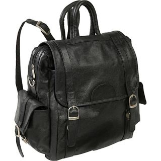 Leather Three Way Backpack   Black