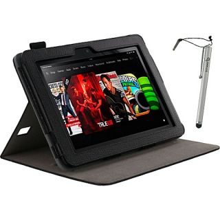 Dual View Leather Case w/ Stylus for Kindle Fire HD 8.9 Black   rooCASE