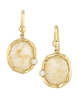 Golden Sapphire & Bezel Set Diamond Dangle Earrings