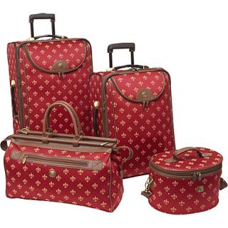 Fleur de Lis 4 Piece Luggage Set Red Fleur de Lis   American Flye