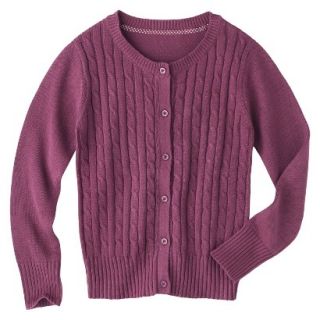 Cherokee Girls School Uniform Cable Knit Button Down Cardigan   Burgundy XS