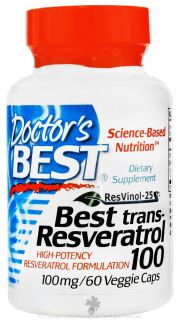 Doctors Best   Best Trans Resveratrol 100 Featuring ResVinol 25 100 mg.   60 Vegetarian Capsules