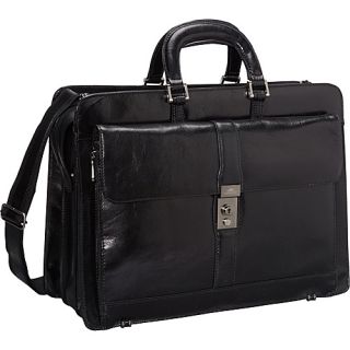 Luxurious Italian Leather Laptop Briefcase Black   Mancini