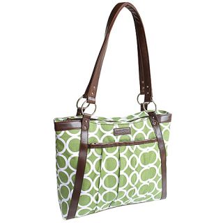 Womens Pleated Laptop Tote   Green Circles