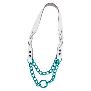 Platinum Pets Braided White Leather Martingale   Teal (21)