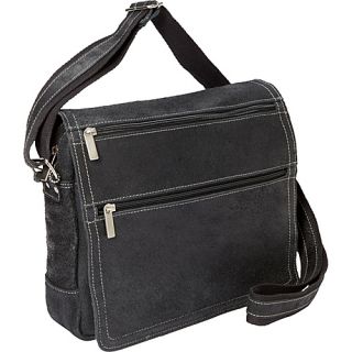 Double Zip Distressed Leather Small Messenger Distressed Black