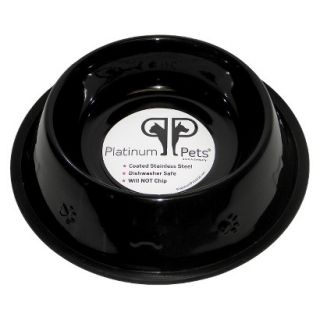Platinum Pets Stainless Steel Embossed Non Tip Dog Bowl   Black (12 Cup)