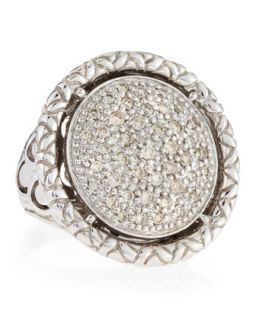 Naga Silver Large Diamond Pave Round Ring, Size 6