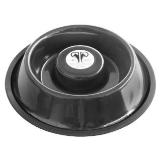 Platinum Pets Stainless Steel Non Embossed Slow Eating Bowl   Black Chrome