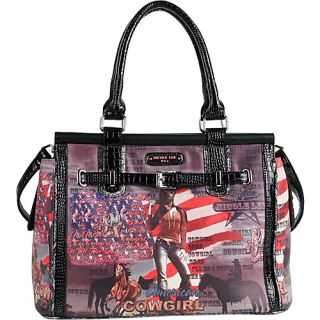 Cowgirl Flag Western Print Large Tote Cowgirl Flag Silver   Nicole Le