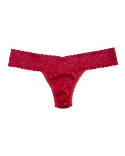 Low Rise Shimmer Lace Thong, Red