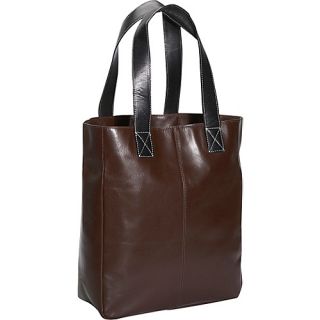 Leather Shopping Tote   Dark Brown
