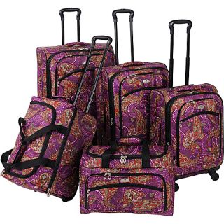 Paisely 5 Piece Luggage Set Spinner Purple   American Flyer Lugga