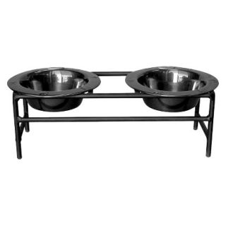 Platinum Pets Modern Double Dog Feeder with Two Stainless Steel Wide Rimmed
