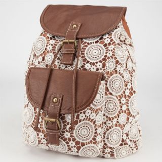 Crochet Overlay Backpack Cognac One Size For Women 234902409