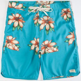Hawaiian Floral Mens Boardshorts Teal Blue In Sizes 29, 36, 31, 38, 33, 34