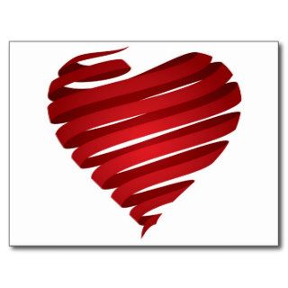 Red heart ribbon postcards
