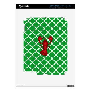 Red lobster green moroccan trellis pattern iPad 3 skins