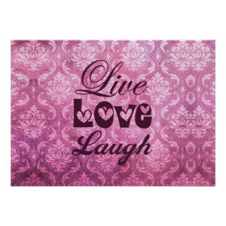 Live Love Laugh Pink Damask Pattern Personalized Invites
