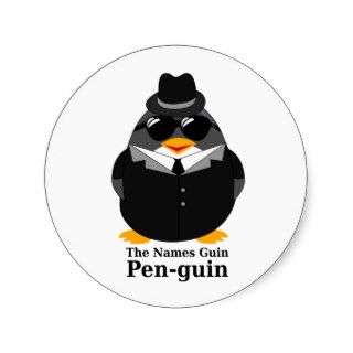 Secret Agent Penguin Round Sticker