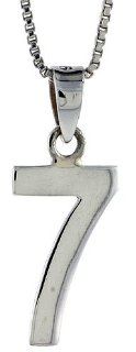 Sterling Silver Number 7 Pendant 3/4 inch Necklaces Jewelry