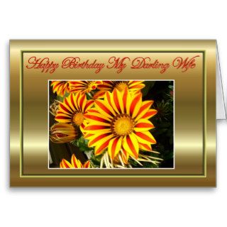 Happy Birthday to wife husband with flowers Greeting Cards