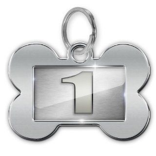 Dog Bone Pet ID Tag "1 "number as apple gray   Neonblond  Pet Identification Tags 
