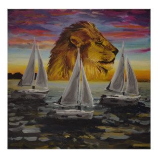 Anything is Everything   Lion art pop surrealism Poster
