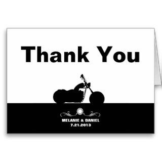 Black White Motorcycle Biker Silhouette Thank You Greeting Cards