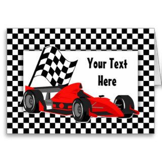 Race Car and Checkered Flag Card