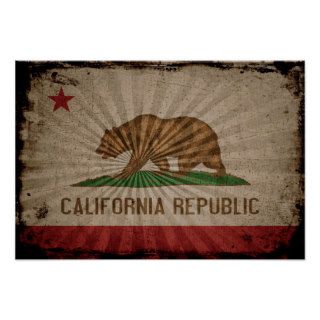 Cool Grunge California Flag Posters