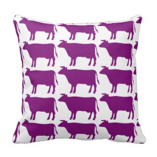 Cow Print Pattern in Deep Purple Pillow
