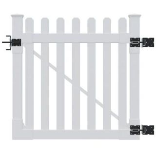 WamBam Fence 4 ft. H x 4 ft. W Premium Vinyl Classic Picket Gate with Powder Coated Stainless Steel Hardware VG13006