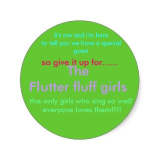 flutter fluff girls round stickers