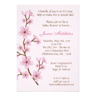 5x7 Lt Pink Cherry Blossom Baby Shower Invitation