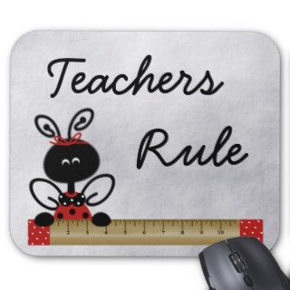 Teacher's Ladybug With Ruler Mouse Pad