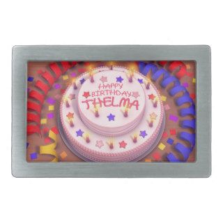 Thelma's Birthday Cake Rectangular Belt Buckles