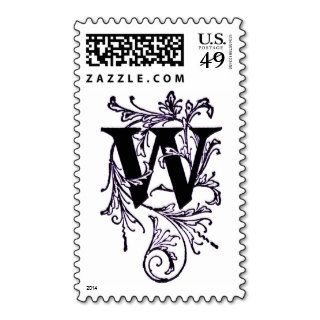 Letter 'W' Wrapped in Purple Vines   Stamp