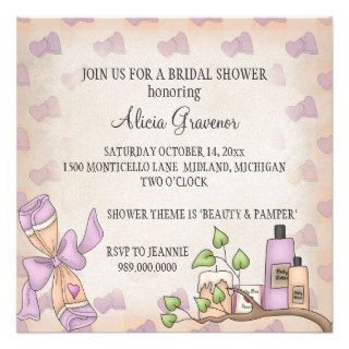Bridal Shower Invitations (Beauty & Pamper Theme)