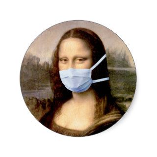 Flu Season Mona Lisa with Mask Stickers