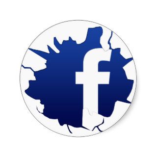 Cracked Facebook logo 1500x1500 psd49009.png Round Sticker