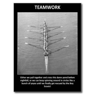 teamwork either we pull together and cross this post card