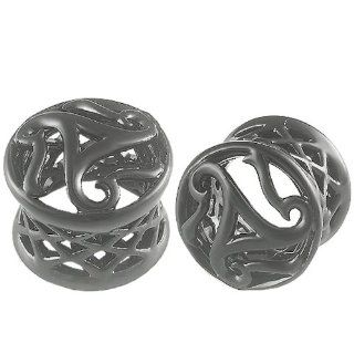 9/16 gauge 14mm   Black Alloy Double Flared Flare Ear Plugs Flesh Tunnels Earlets AFXC   Ear stretched Stretching Expanders Stretchers   Pierced Body Piercing Jewelry BL T 035   Sold as a Pair Jewelry